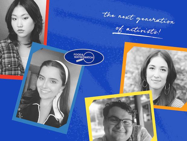 Headshots of Allie Park, Juliana Toloza Serna, Mark Sanchez-Potter, and Mei Brunson, with the caption "the next generation of activists!"