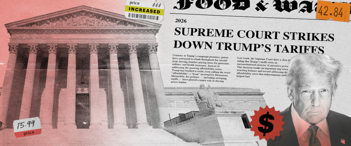 A photo of trump beside a photo of the supreme court building.