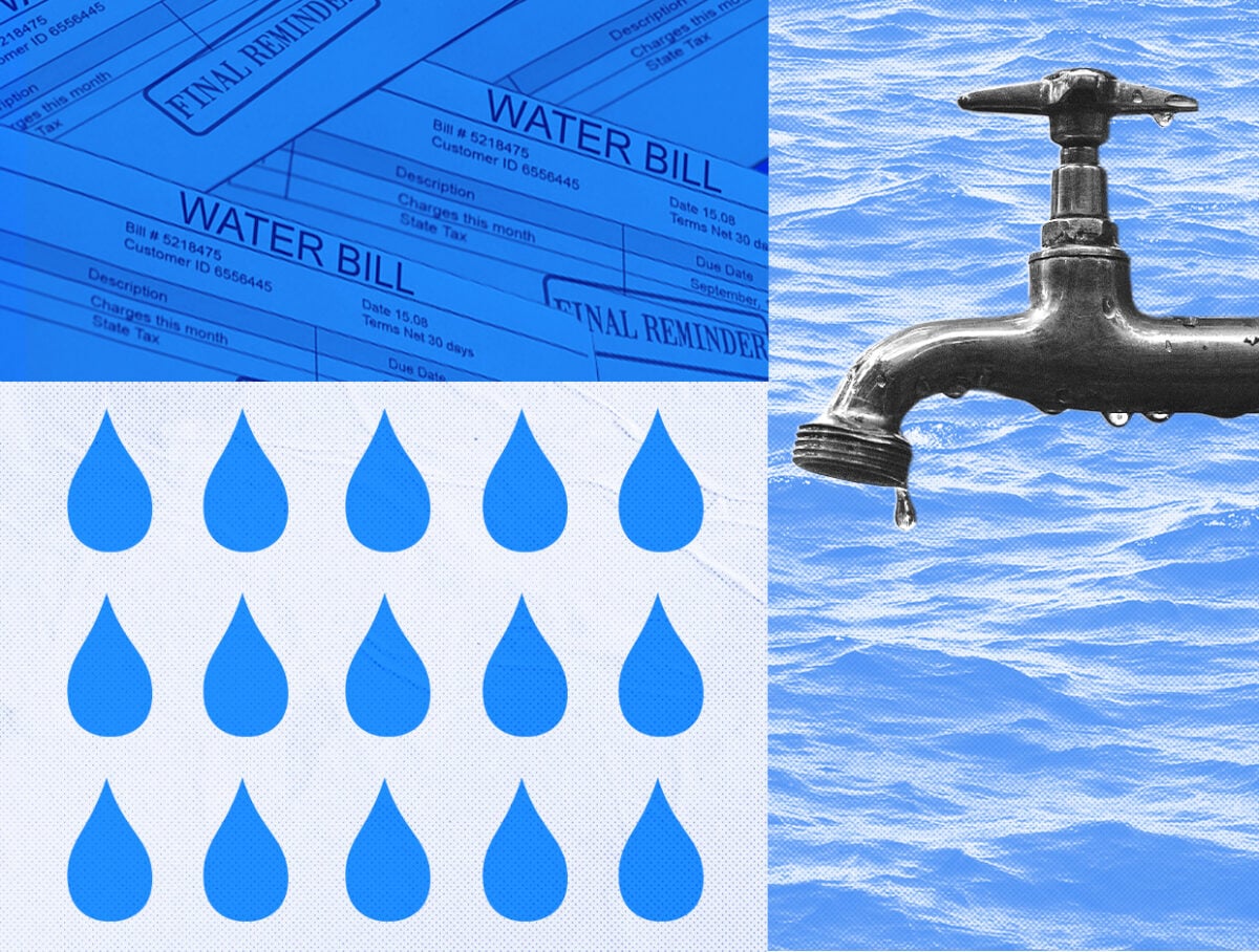 Water droplets, water bills, and a faucet